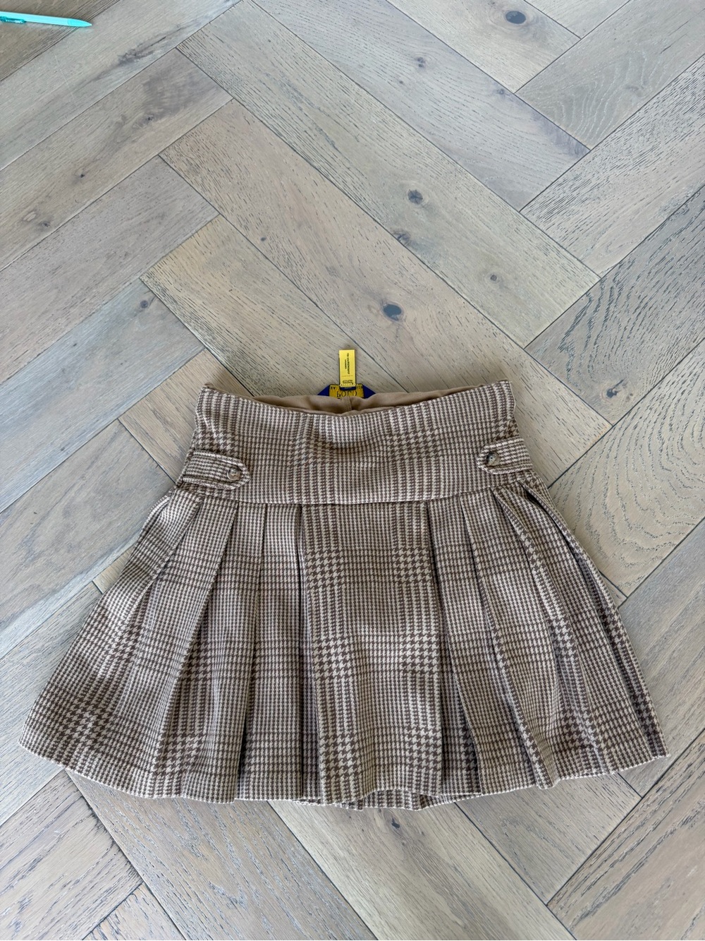 Polo by Ralph Lauren Tan and Brown Plaid Pleated Skirt